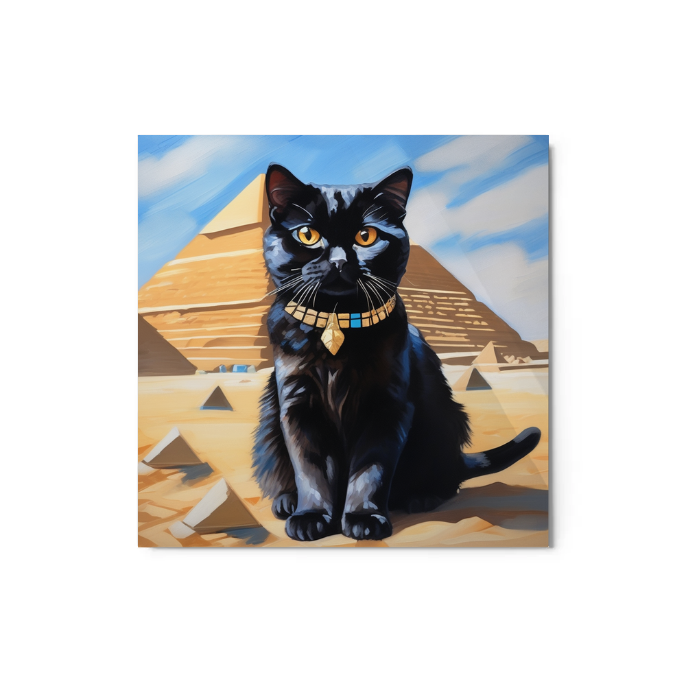 PugMug Custom Black Scottish Fold Cat Metal Print