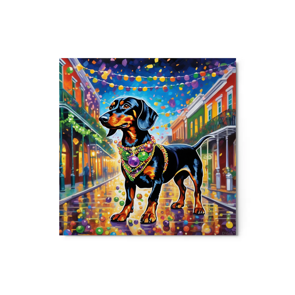 PugMug Custom Black Dachshund Metal Print