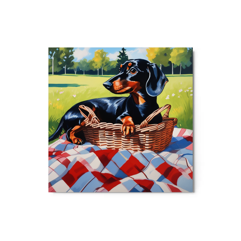 PugMug Custom Black Dachshund Metal Print