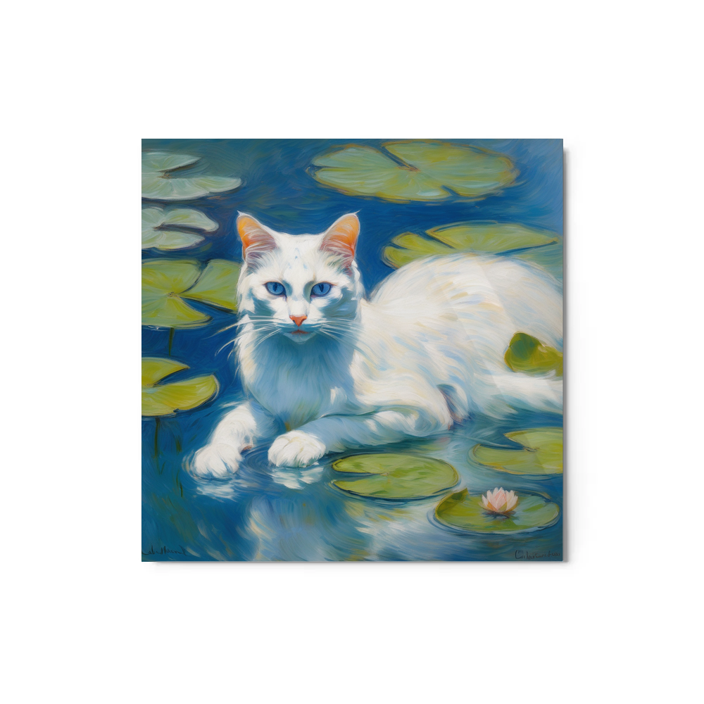 PugMug Custom White Companion Cat Metal Print