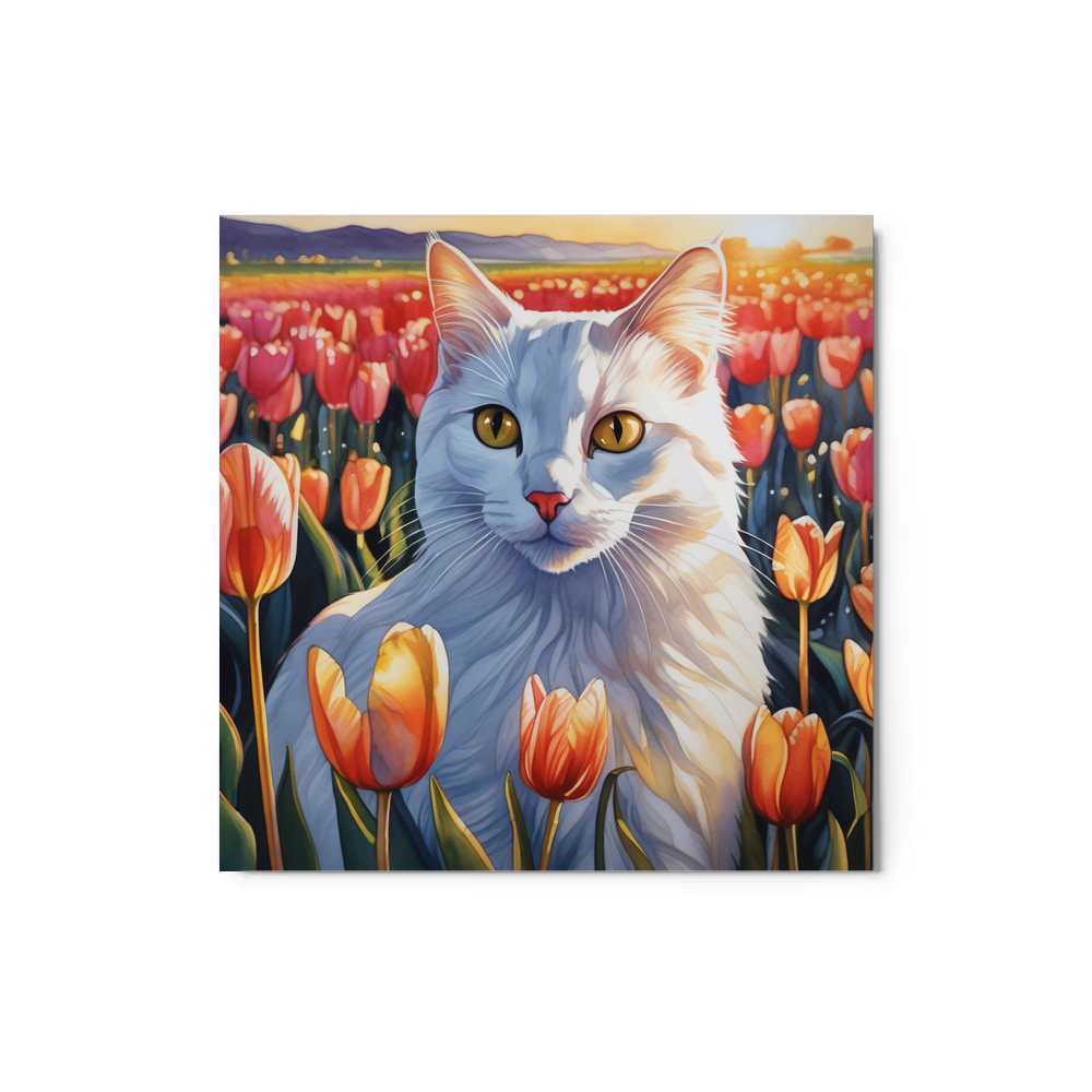 PugMug Custom White Companion Cat Metal Print