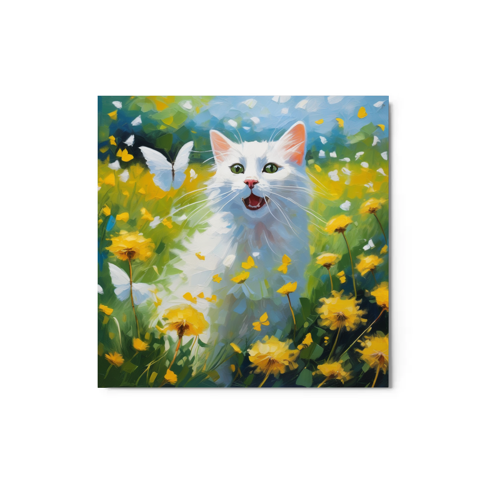 PugMug Custom White Companion Cat Metal Print