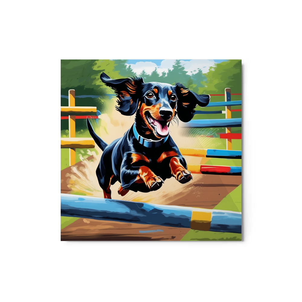 PugMug Custom Black Dachshund Metal Print