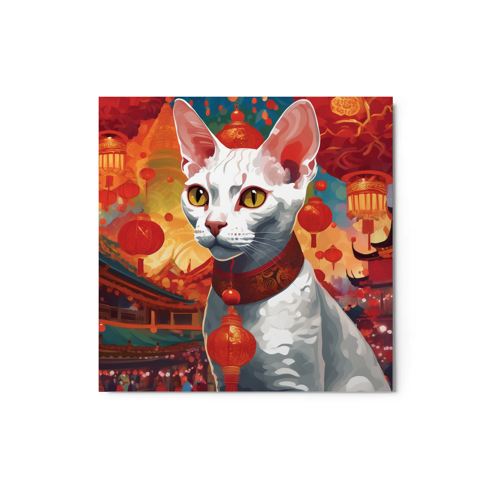 PugMug Custom White Devon Rex Cat Metal Print