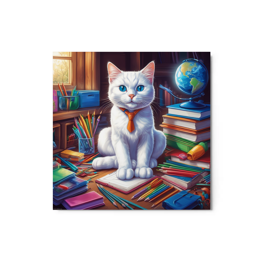 PugMug Custom White Companion Cat Metal Print