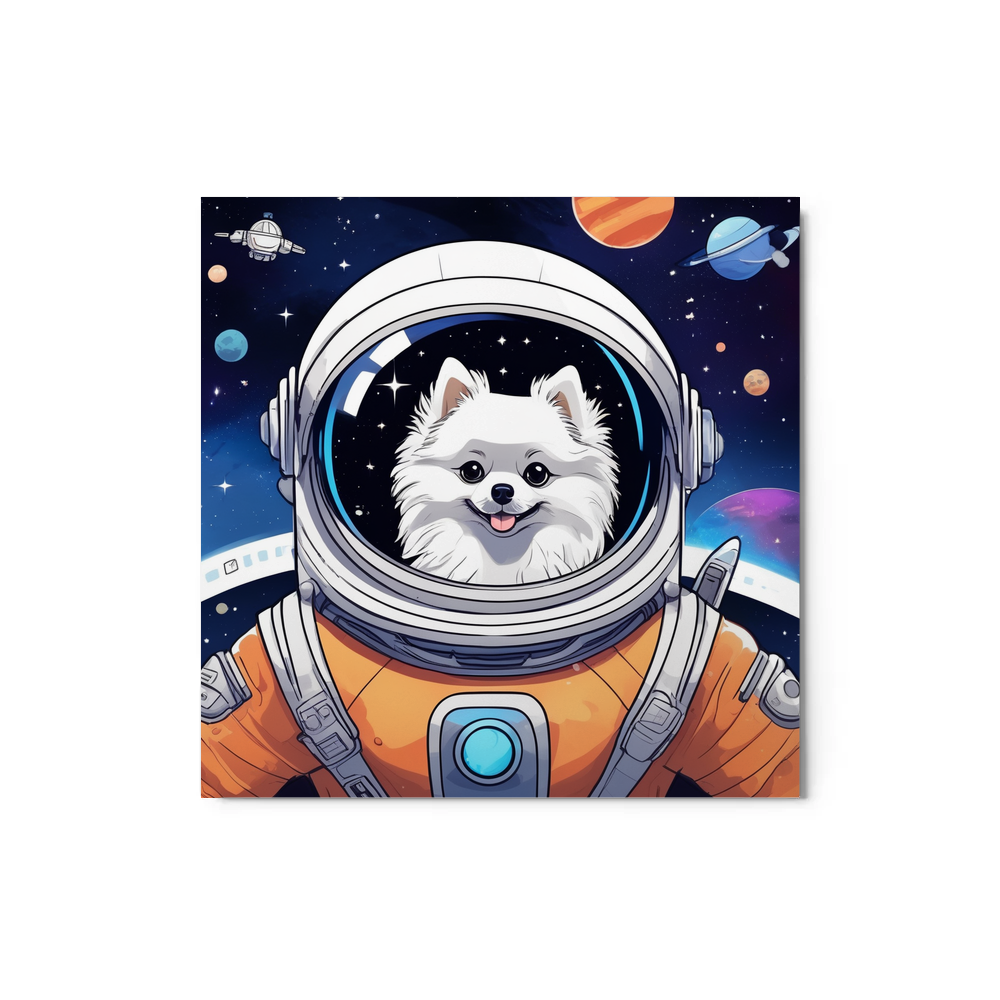 PugMug Custom White Pomeranian Metal Print