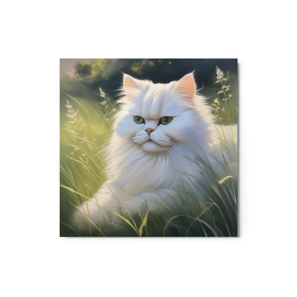 PugMug Custom White Persian Cat Metal Print