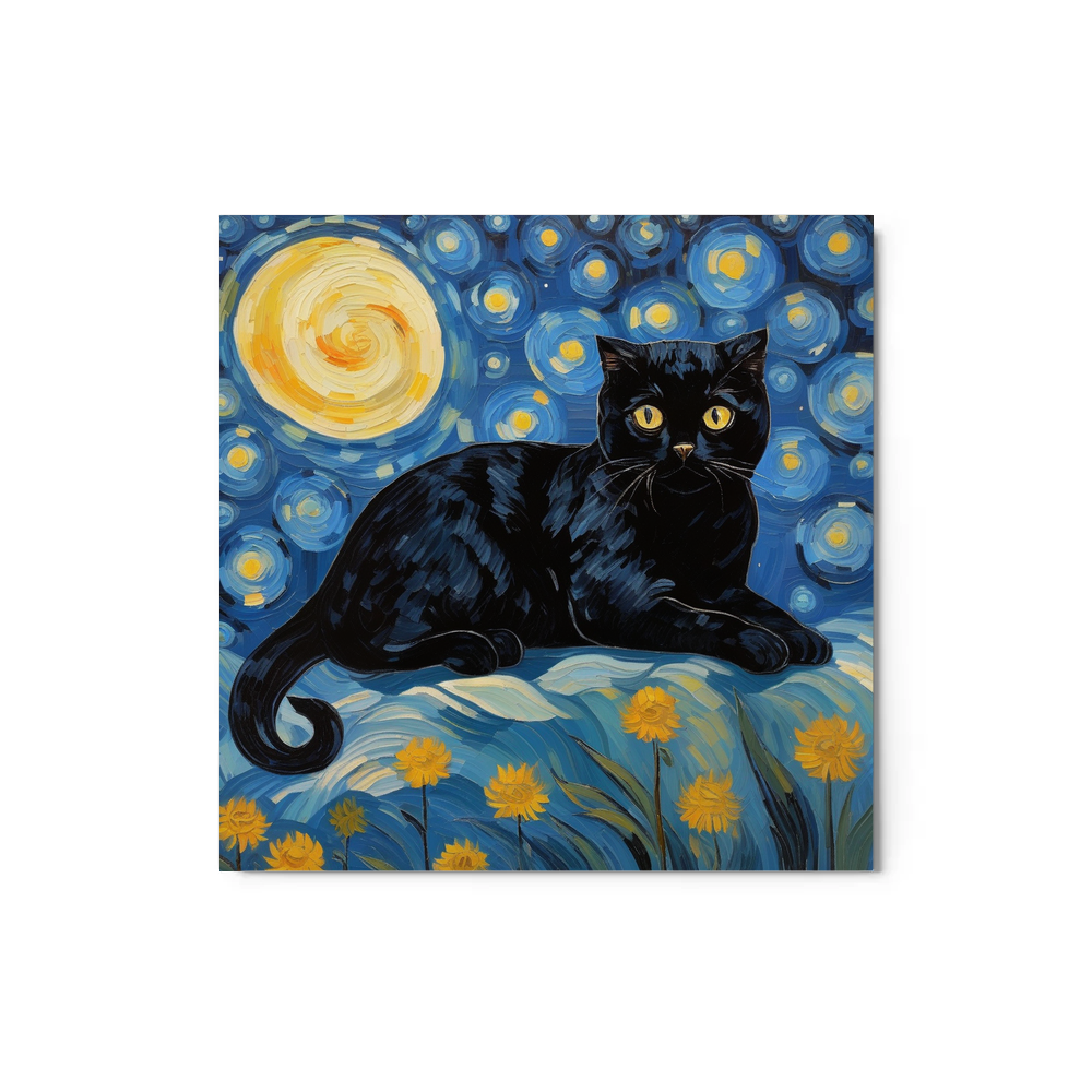 PugMug Custom Black Scottish Fold Cat Metal Print