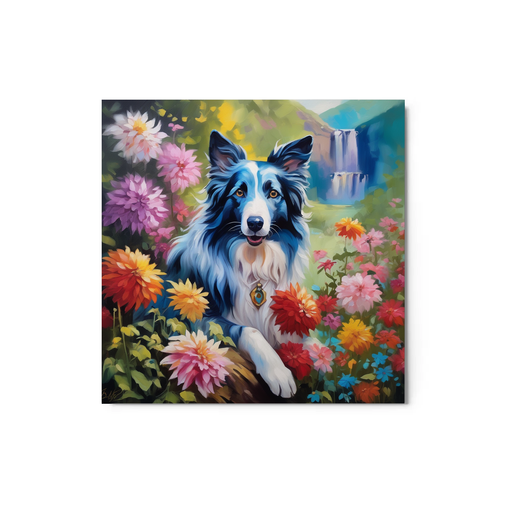 PugMug Custom Blue Merle Border Collie Metal Print