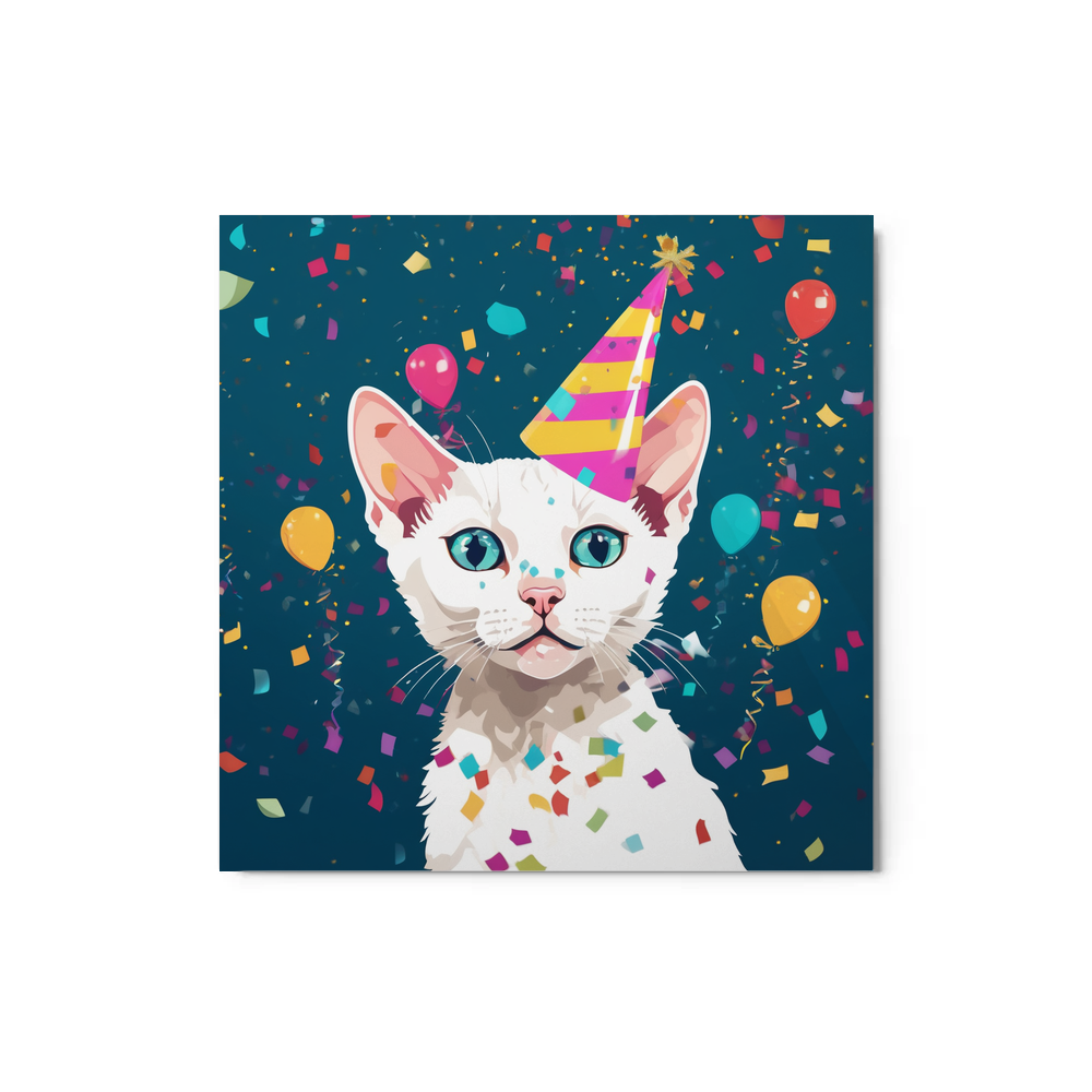 PugMug Custom White Devon Rex Cat Metal Print