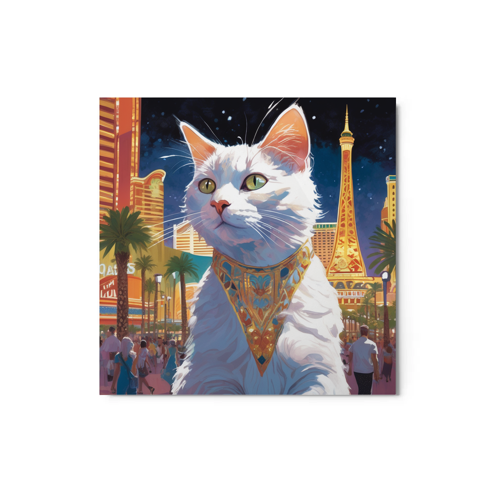 PugMug Custom White Companion Cat Metal Print