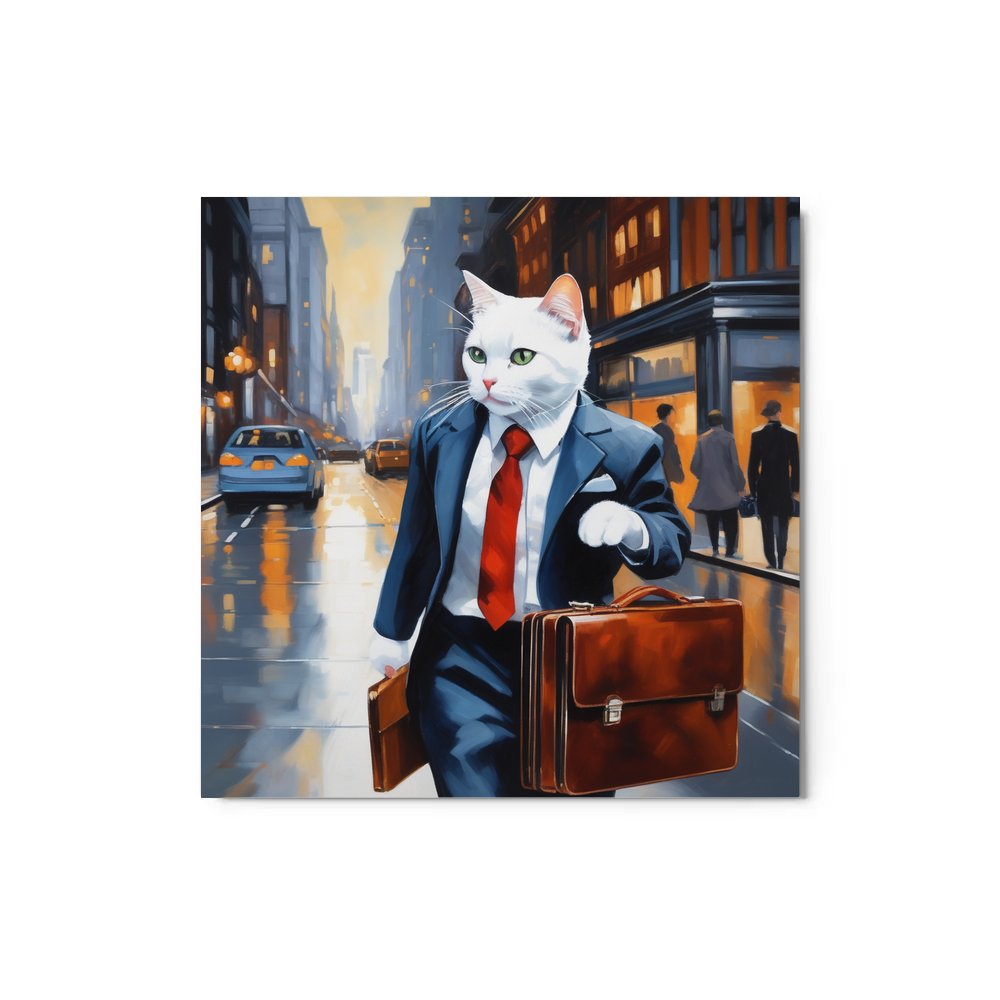 PugMug Custom White Companion Cat Metal Print