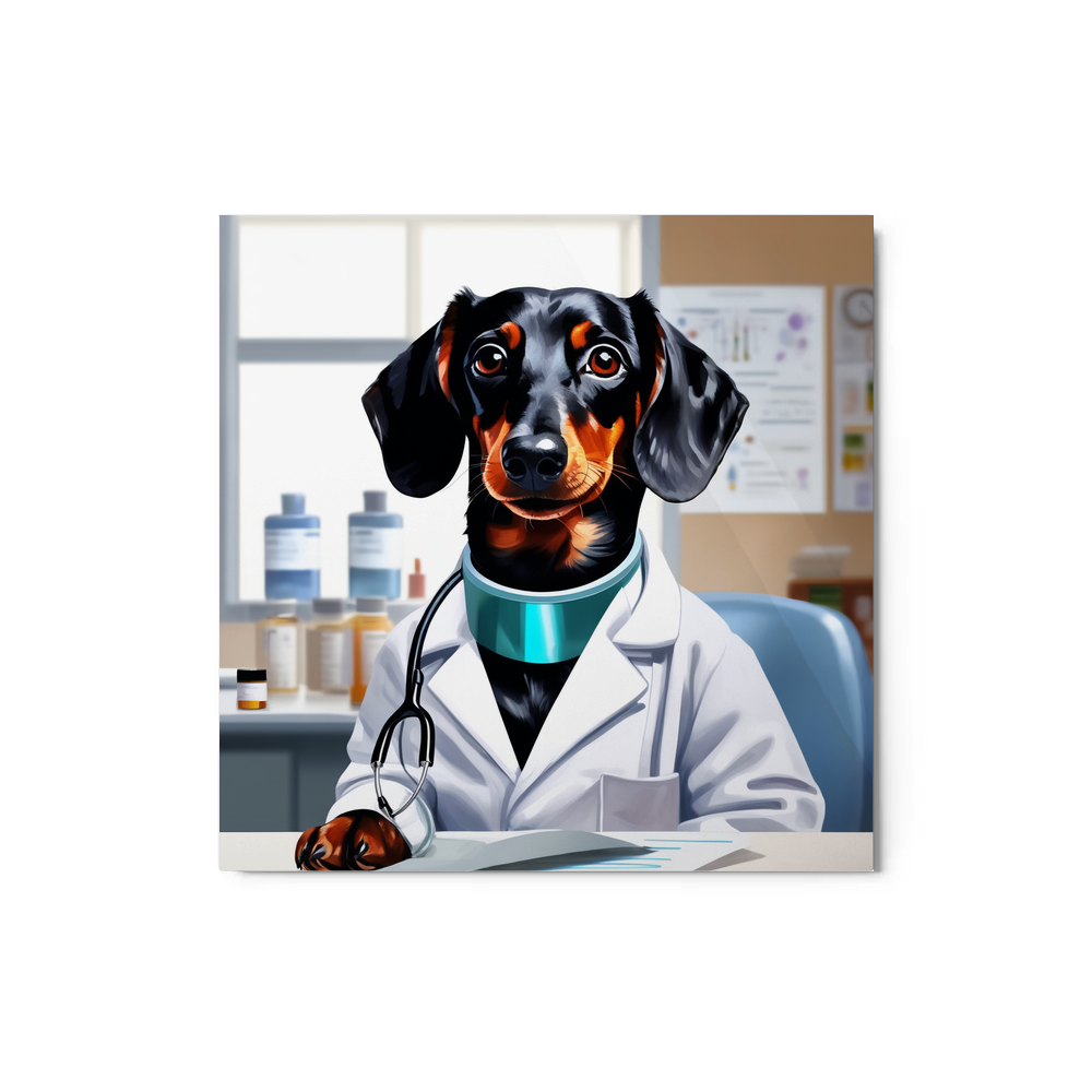 PugMug Custom Black Dachshund Metal Print