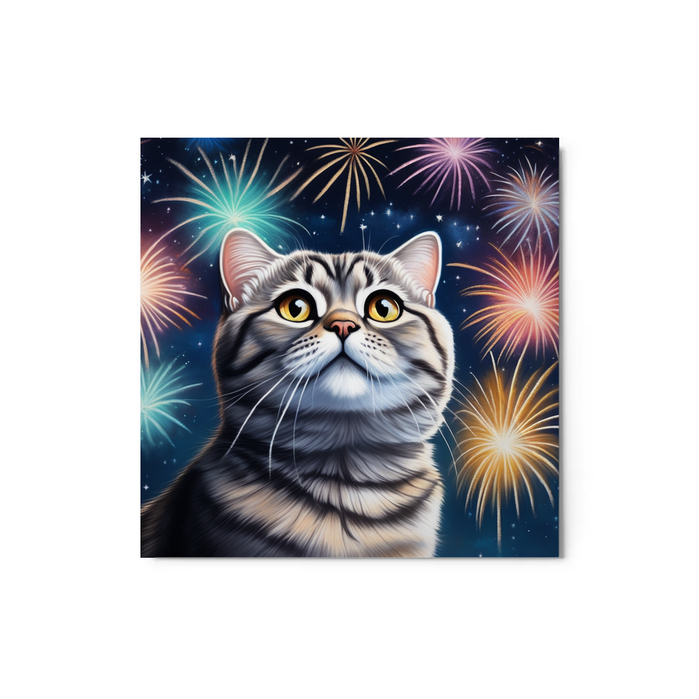 PugMug Custom Tabby Scottish Fold Cat Metal Print