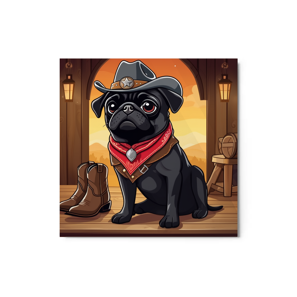 PugMug Custom Black Pug Metal Print