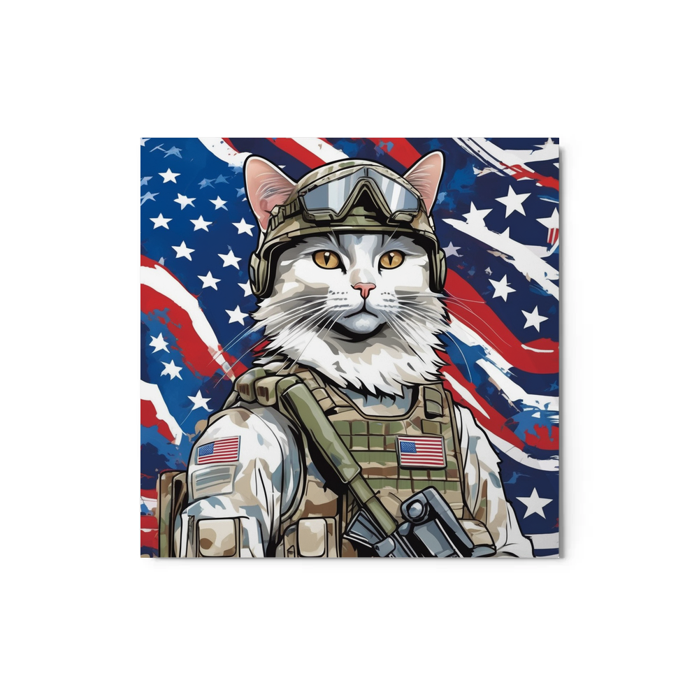 PugMug Custom White Companion Cat Metal Print