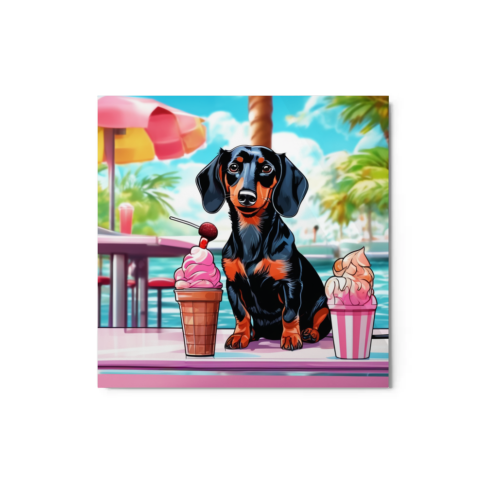 PugMug Custom Black Dachshund Metal Print