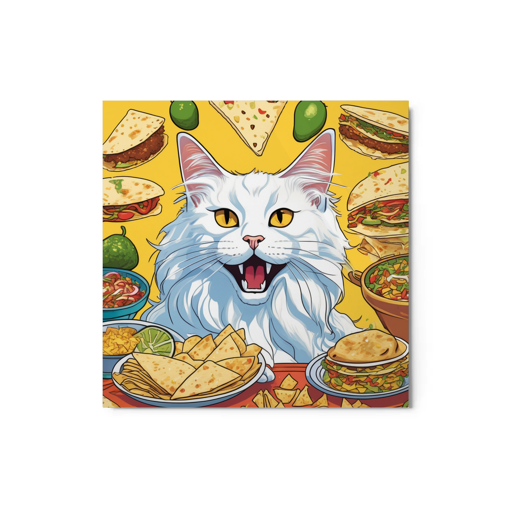PugMug Custom White Maine Coon Cat Metal Print