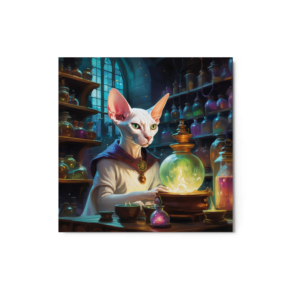 PugMug Custom White Sphynx Cat Metal Print