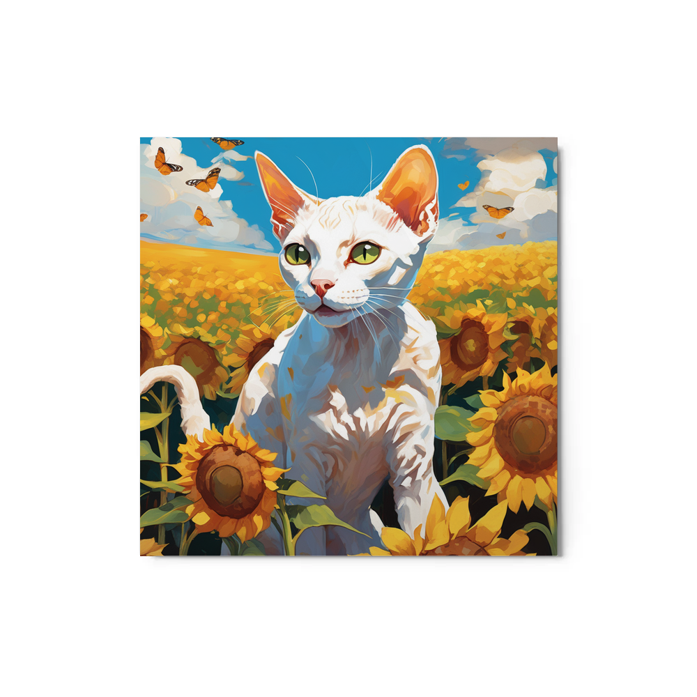 PugMug Custom White Devon Rex Cat Metal Print