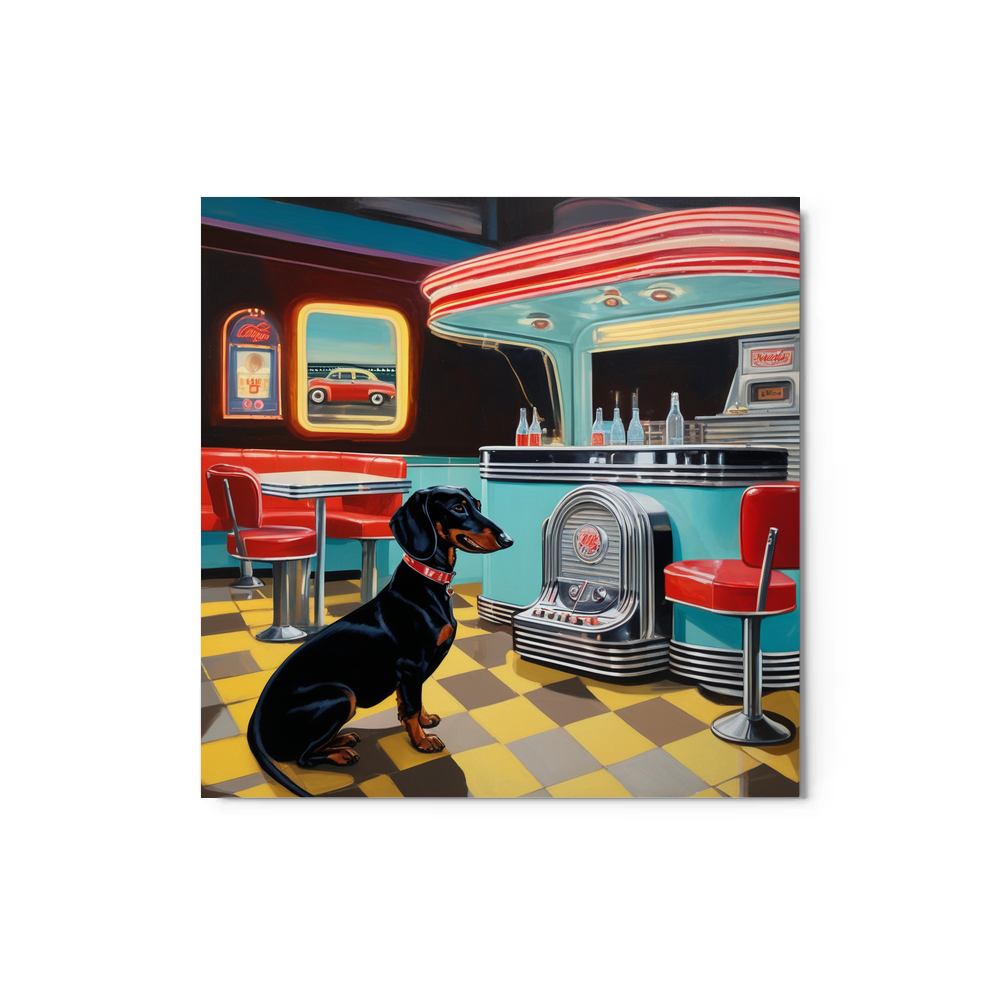 PugMug Custom Black Dachshund Metal Print