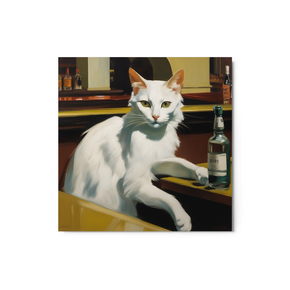 PugMug Custom White Companion Cat Metal Print