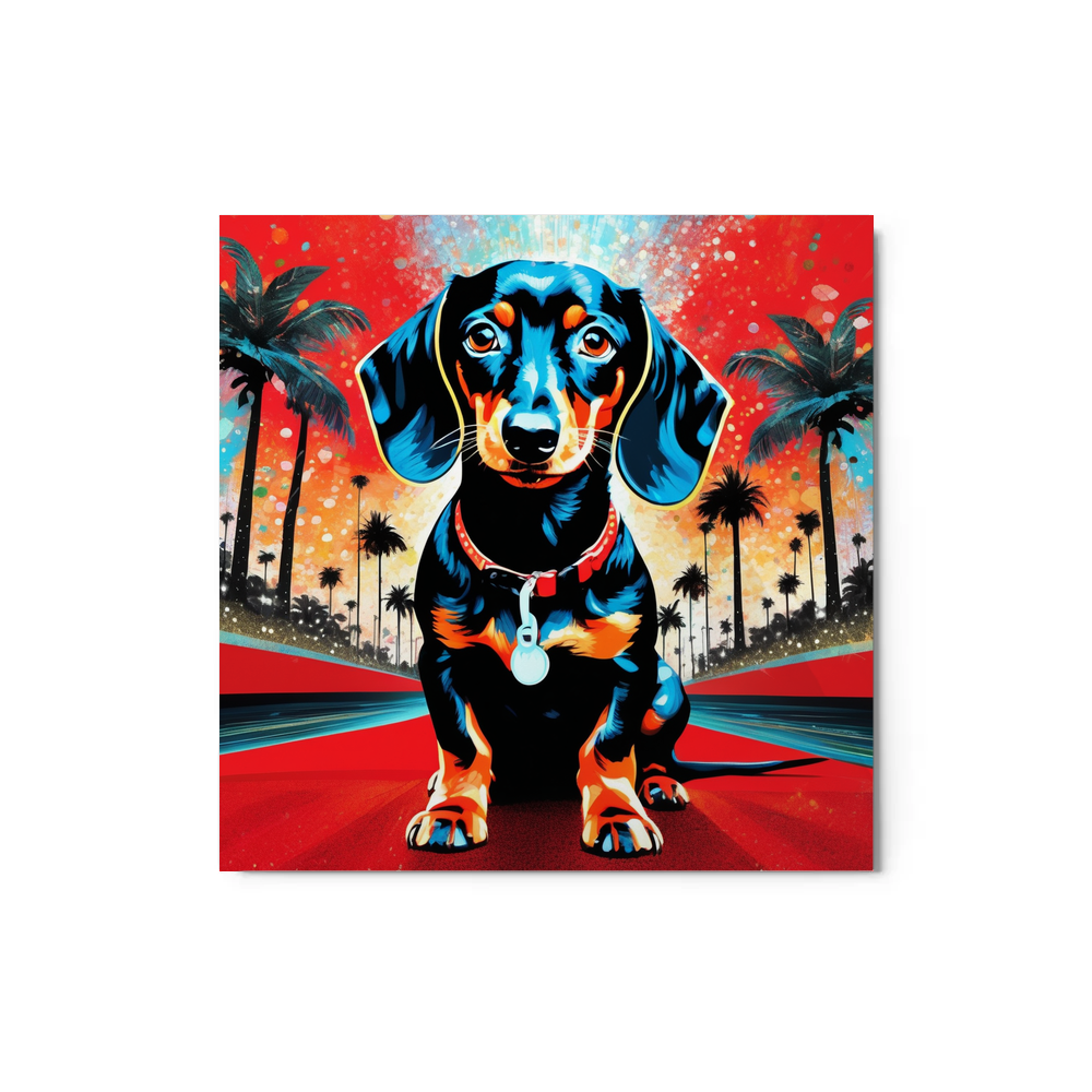 PugMug Custom Black Dachshund Metal Print