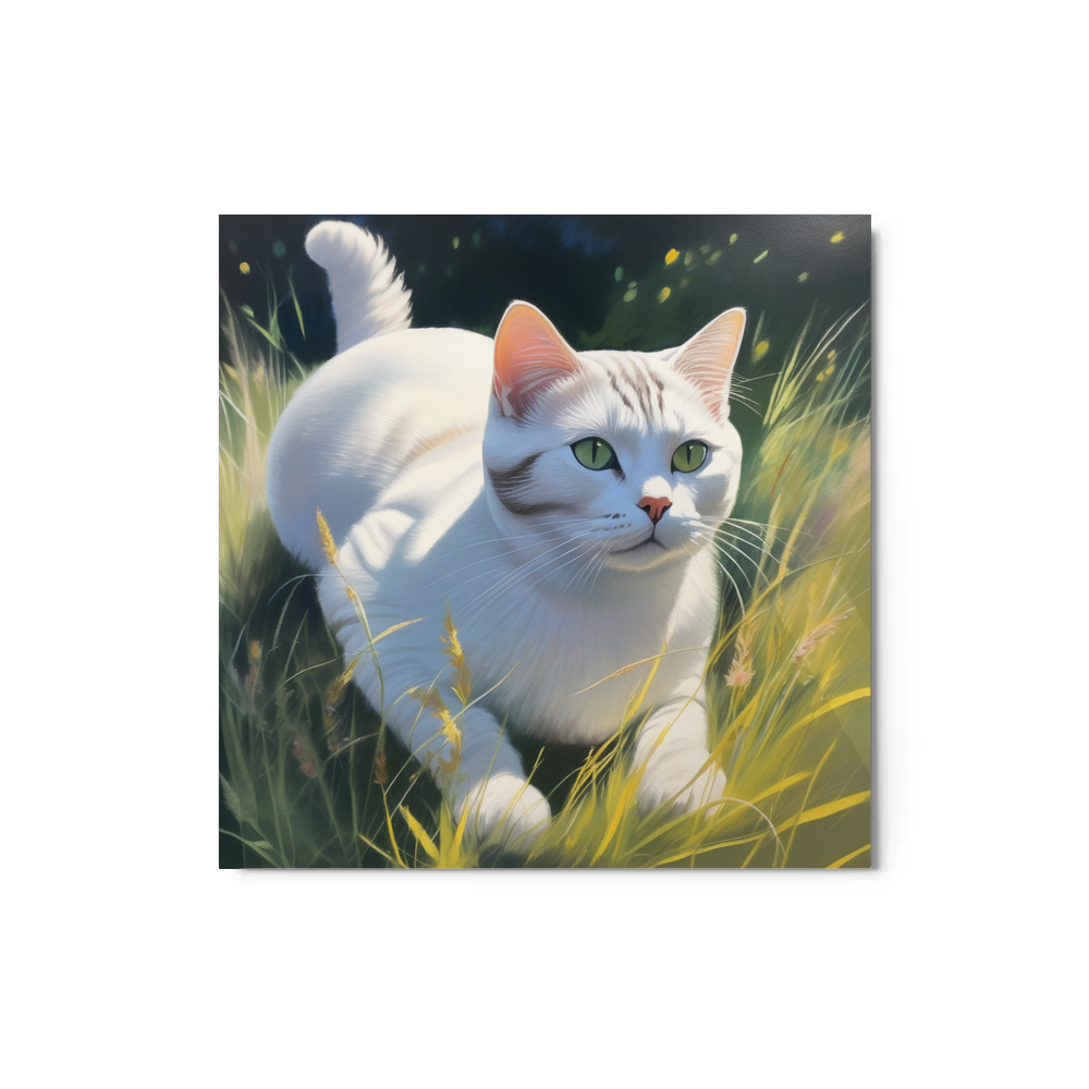 PugMug Custom White American Shorthair Cat Metal Print