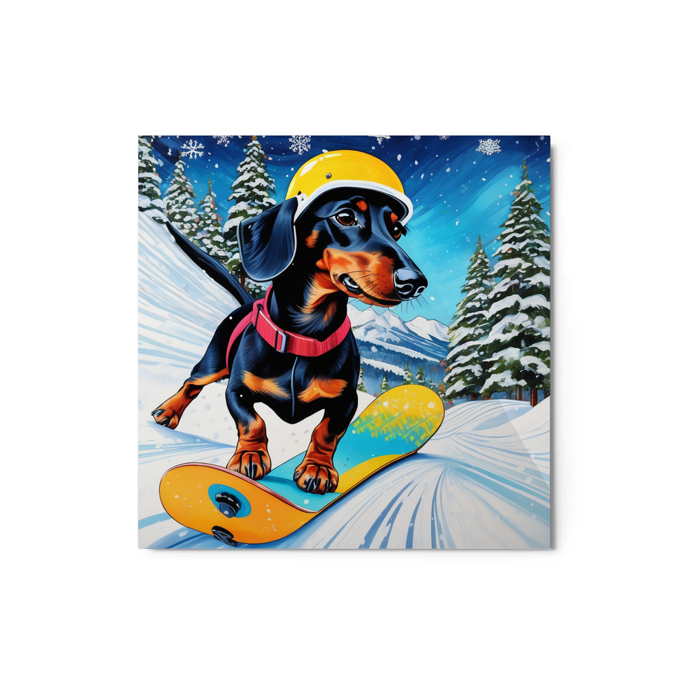 PugMug Custom Black Dachshund Metal Print