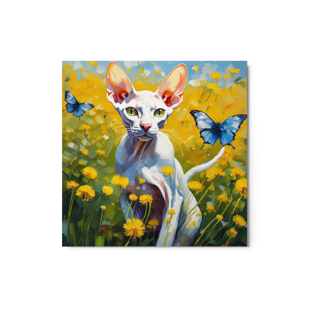 PugMug Custom White Sphynx Cat Metal Print