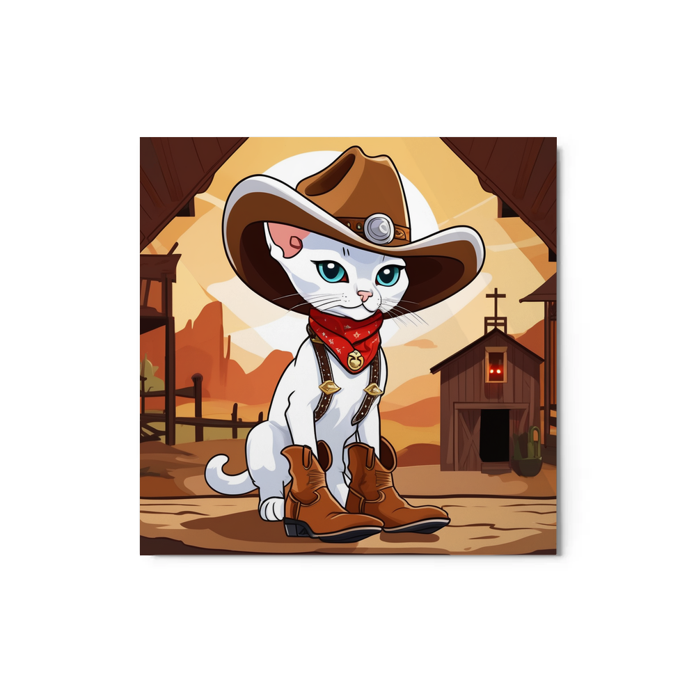 PugMug Custom White Devon Rex Cat Metal Print