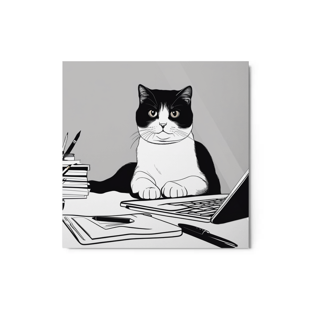 PugMug Custom Black Scottish Fold Cat Metal Print