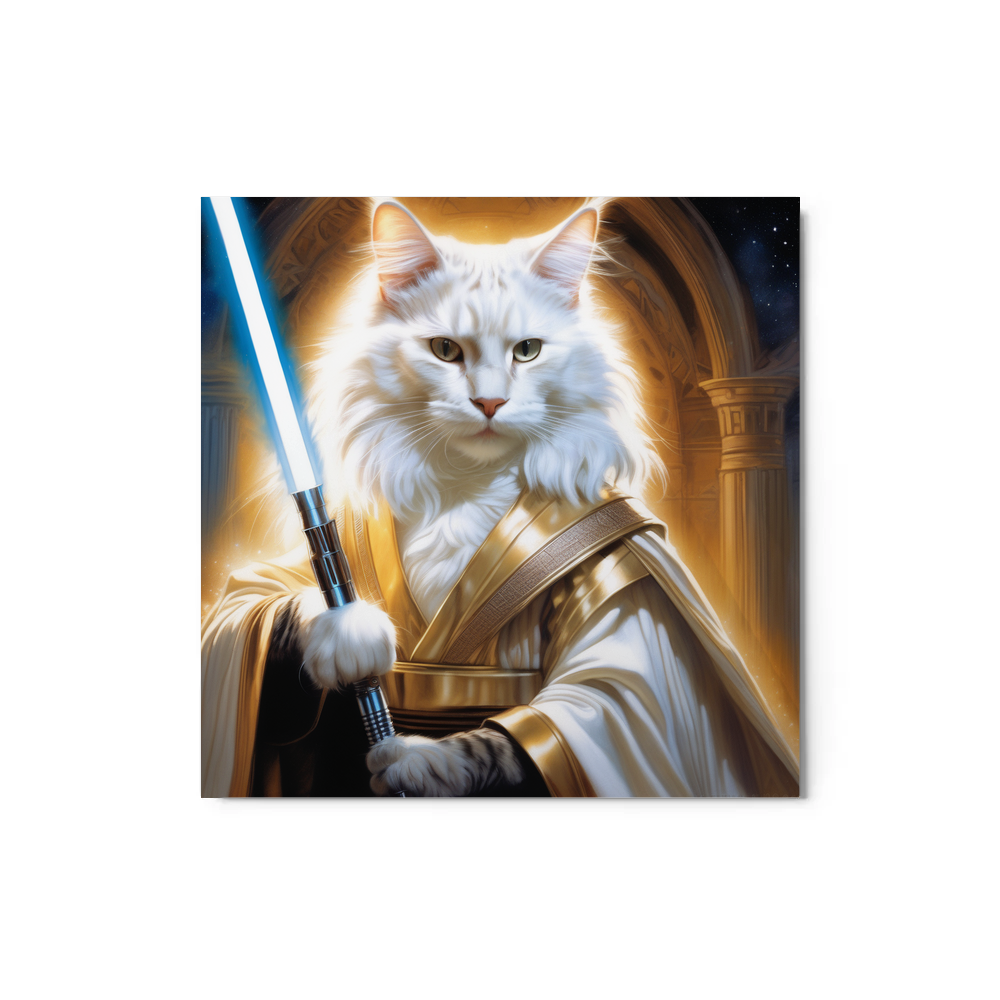 PugMug Custom White Maine Coon Cat Metal Print