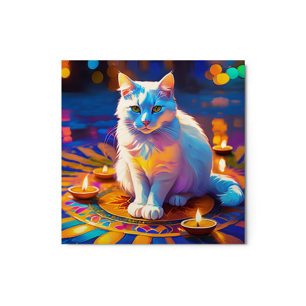 PugMug Custom White Companion Cat Metal Print