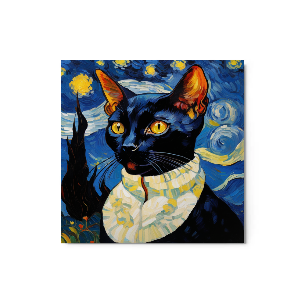 PugMug Custom Black Devon Rex Cat Metal Print