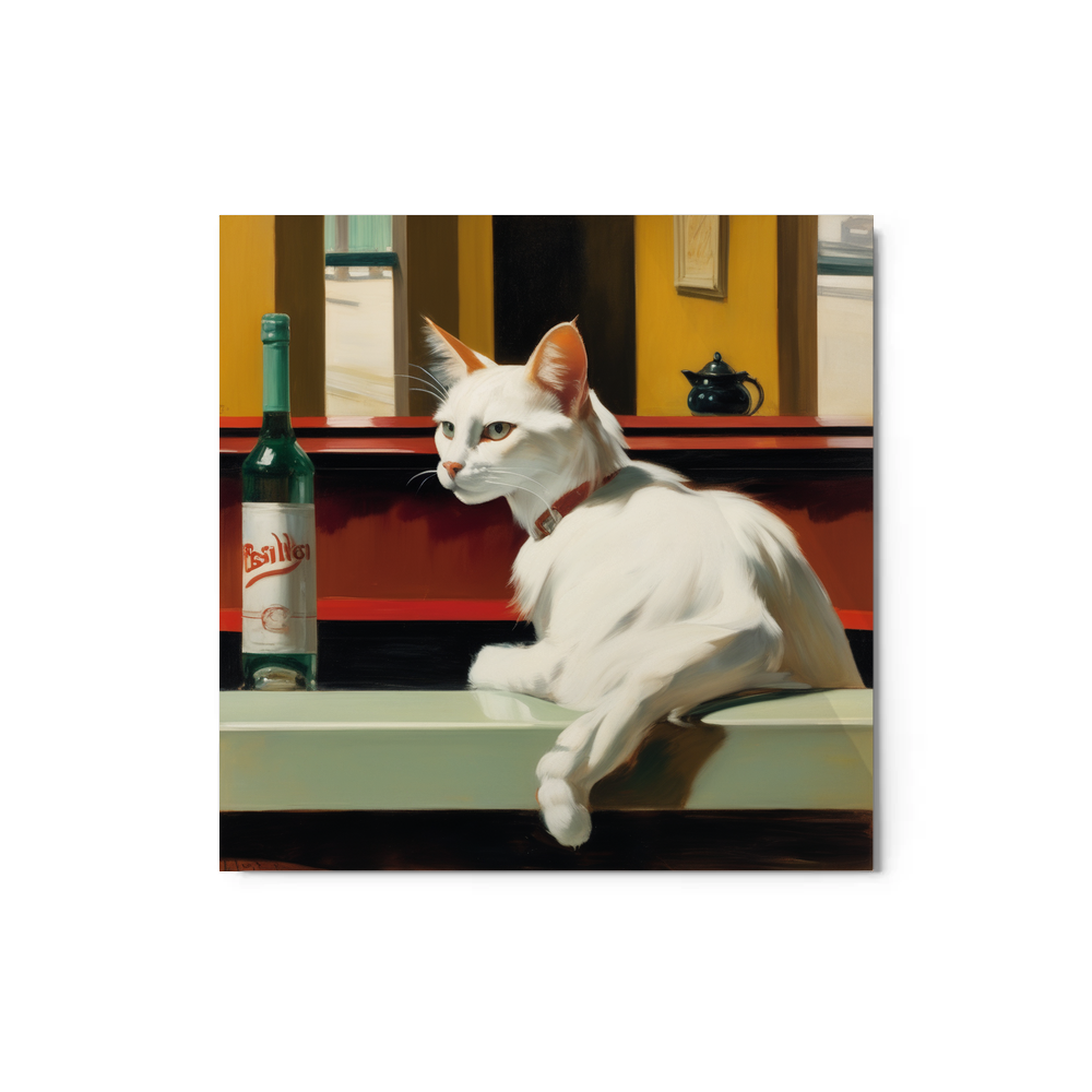 PugMug Custom White Companion Cat Metal Print