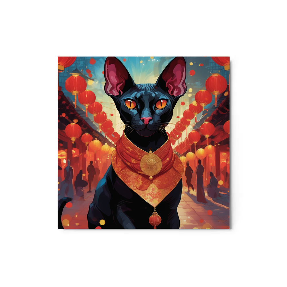 PugMug Custom Black Sphynx Cat Metal Print