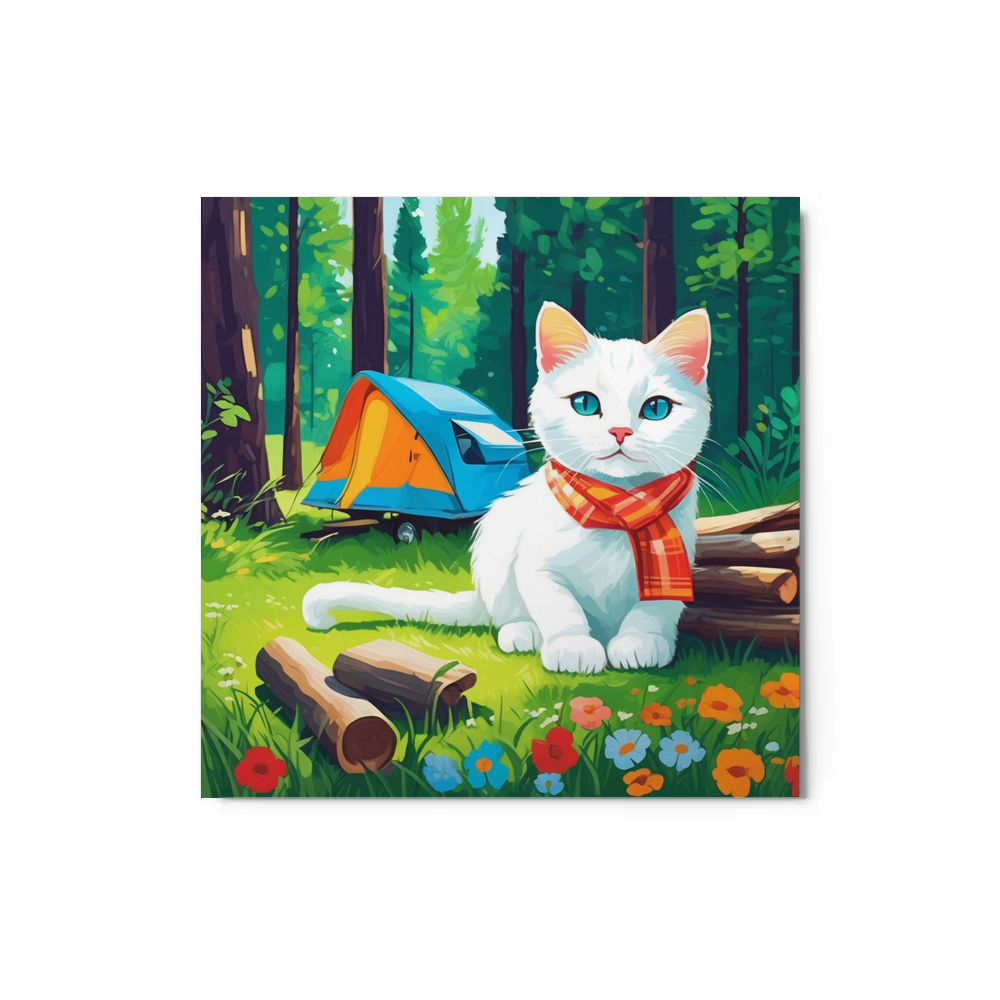 PugMug Custom White Companion Cat Metal Print