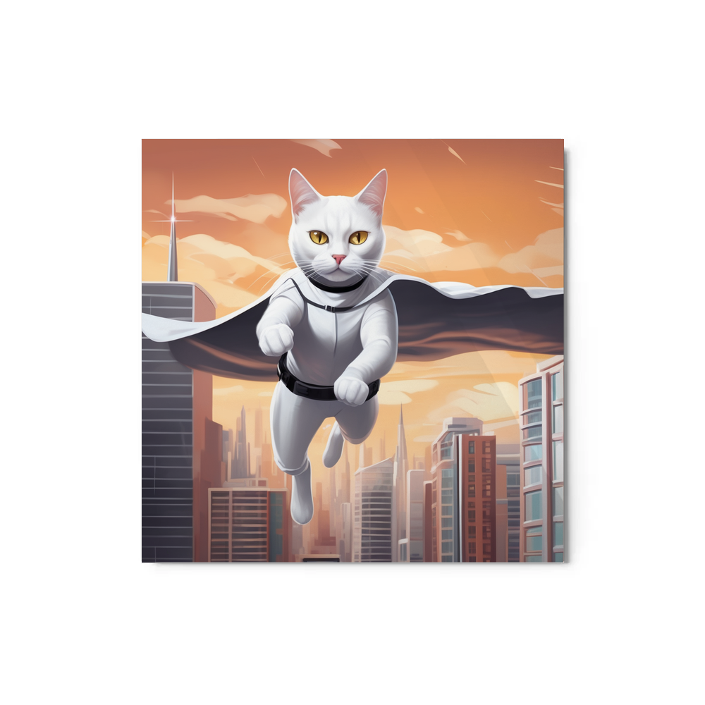 PugMug Custom White Companion Cat Metal Print