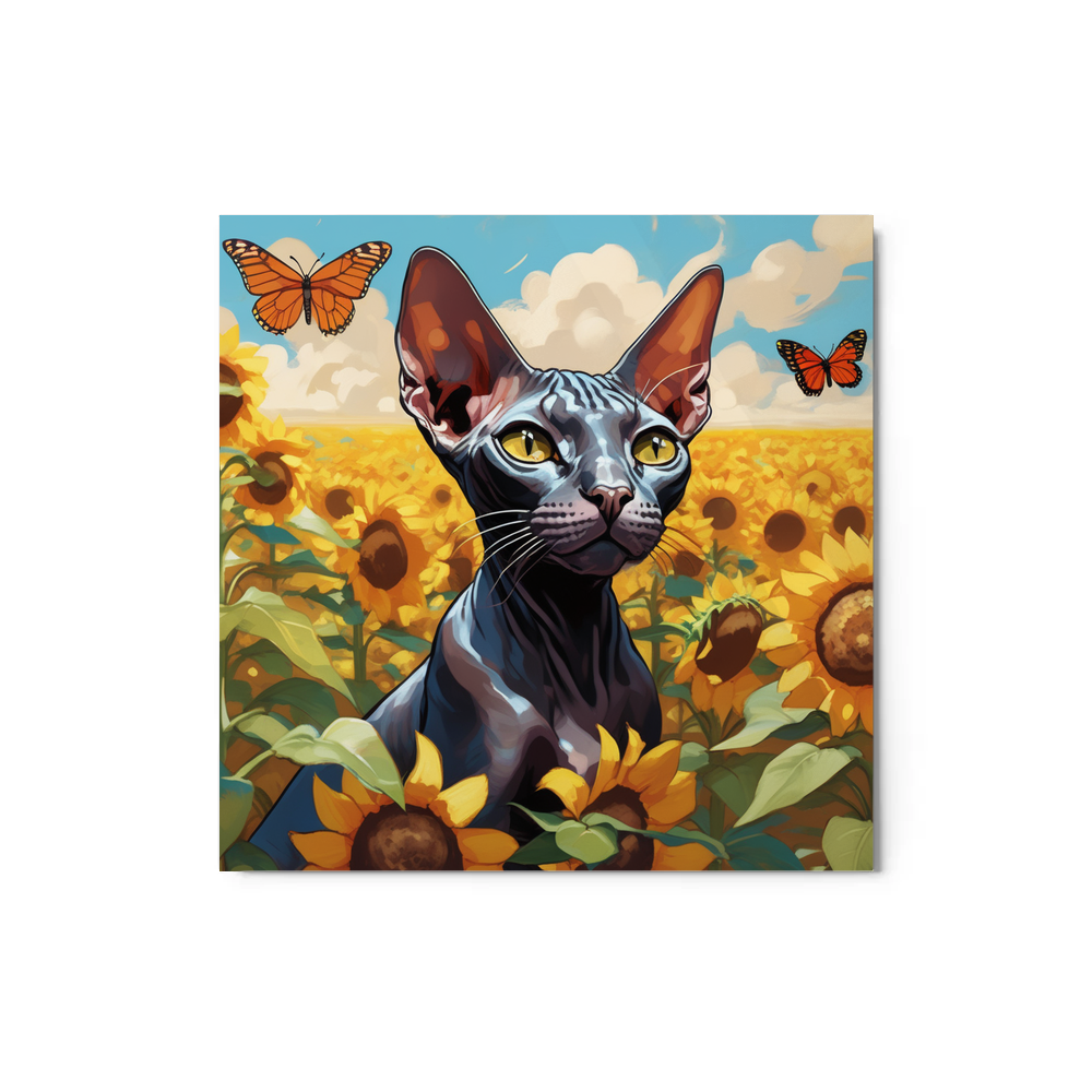 PugMug Custom Black Sphynx Cat Metal Print