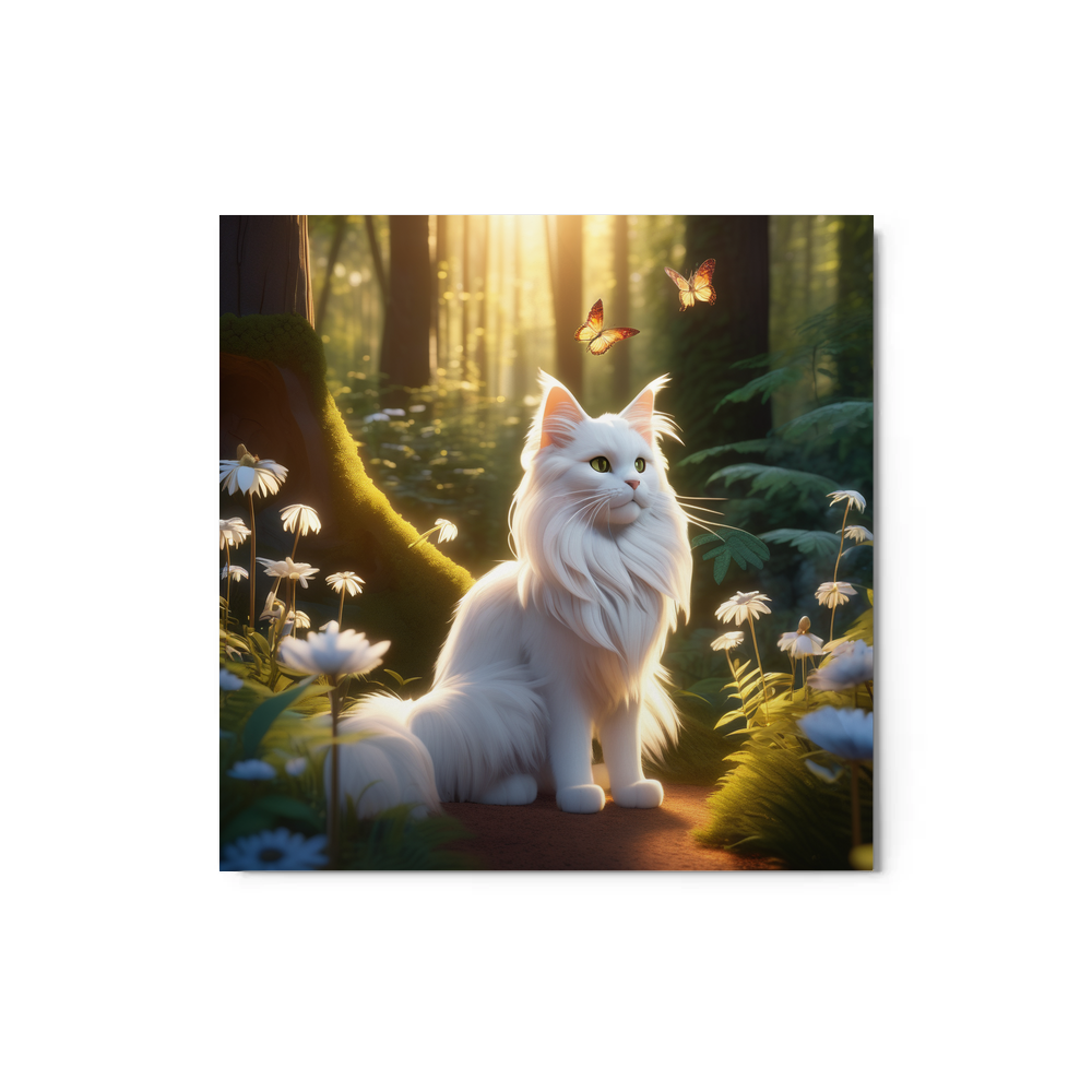 PugMug Custom White Maine Coon Cat Metal Print