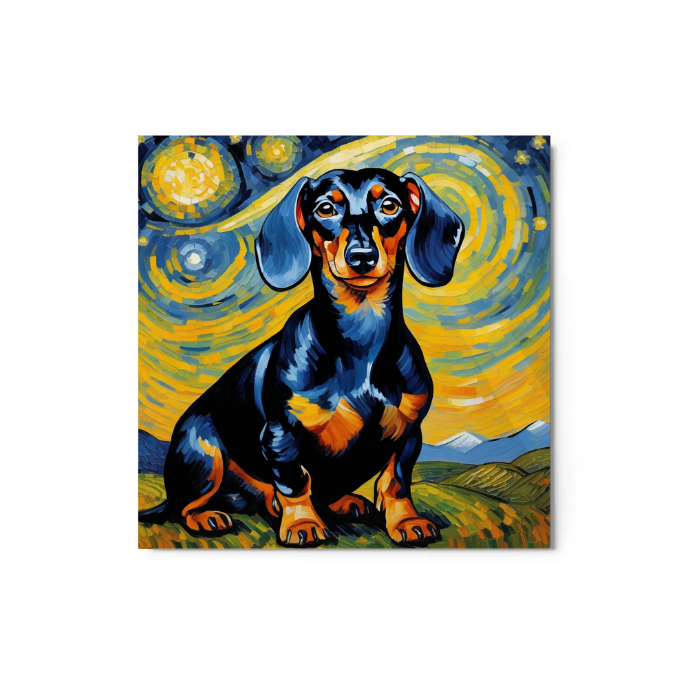 PugMug Custom Black Dachshund Metal Print