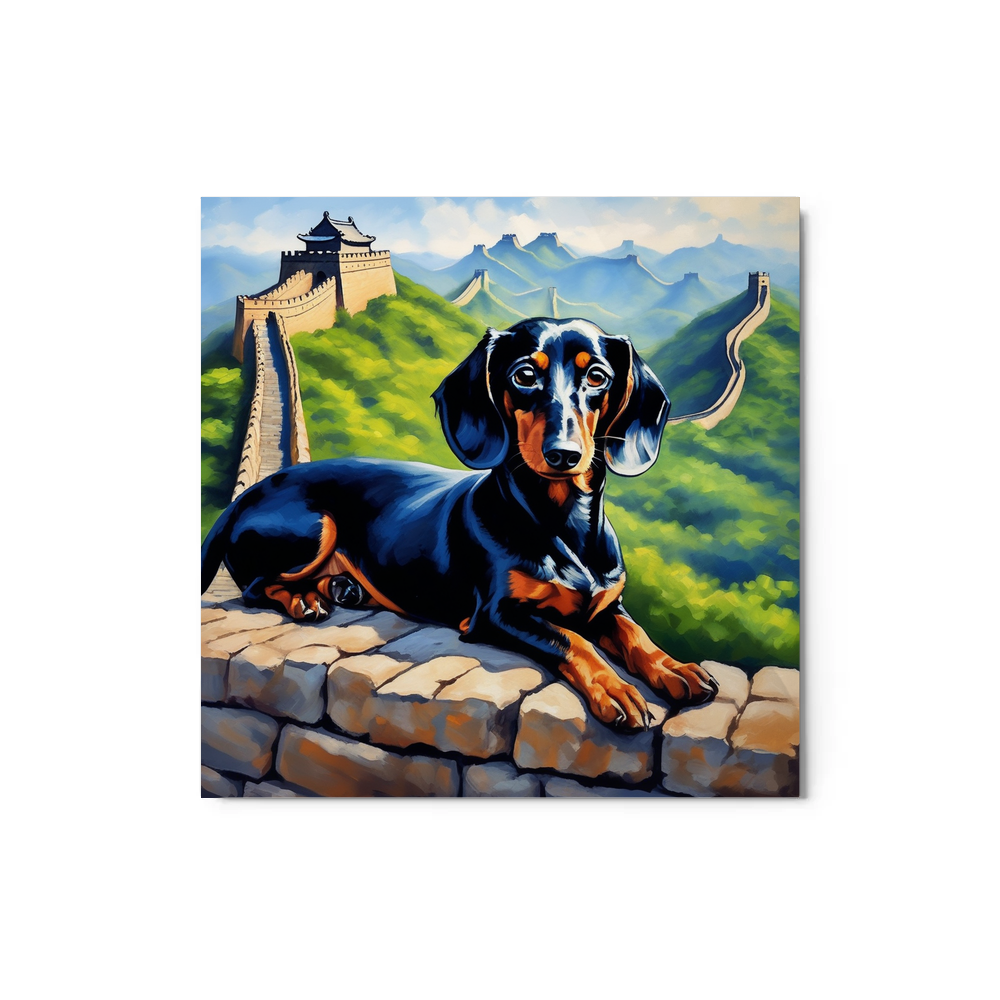 PugMug Custom Black Dachshund Metal Print