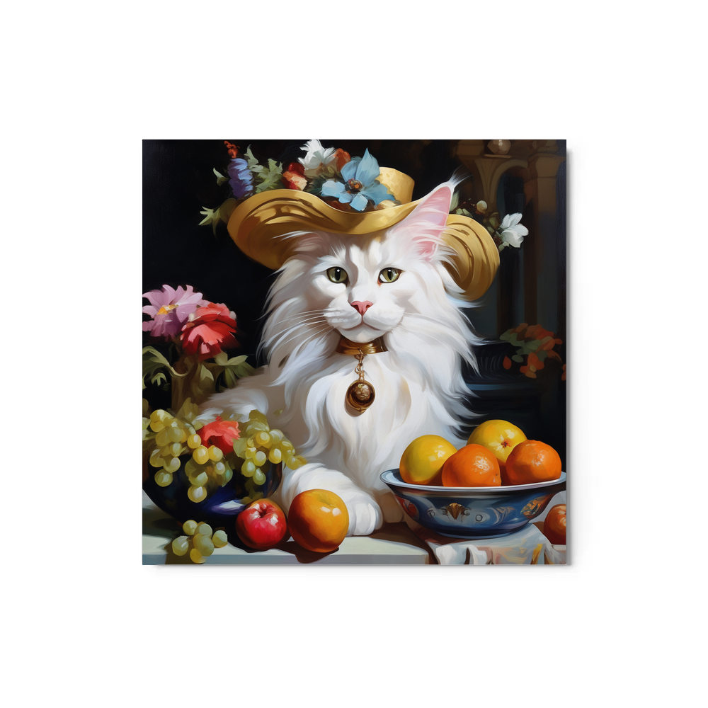 PugMug Custom White Maine Coon Cat Metal Print