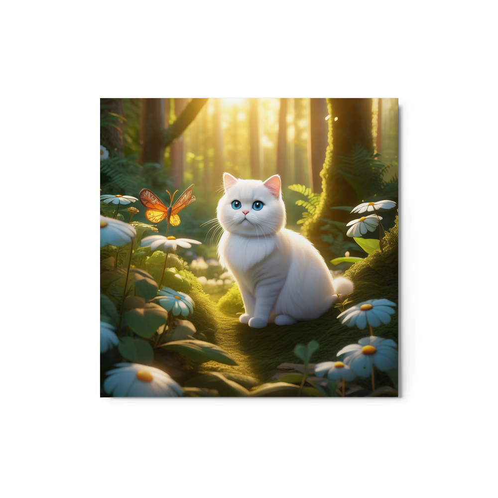 PugMug Custom White Scottish Fold Cat Metal Print