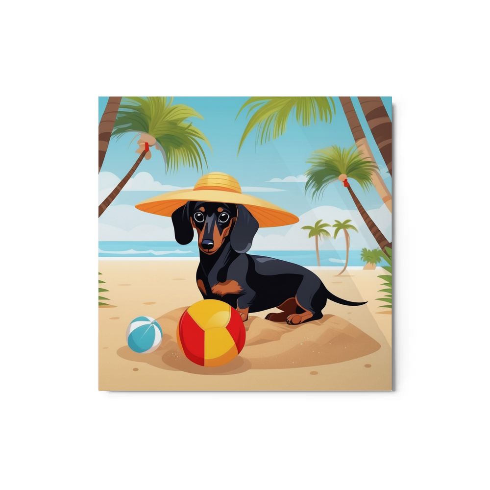 PugMug Custom Black Dachshund Metal Print