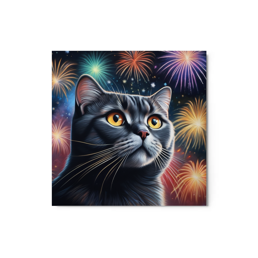 PugMug Custom Black Scottish Fold Cat Metal Print