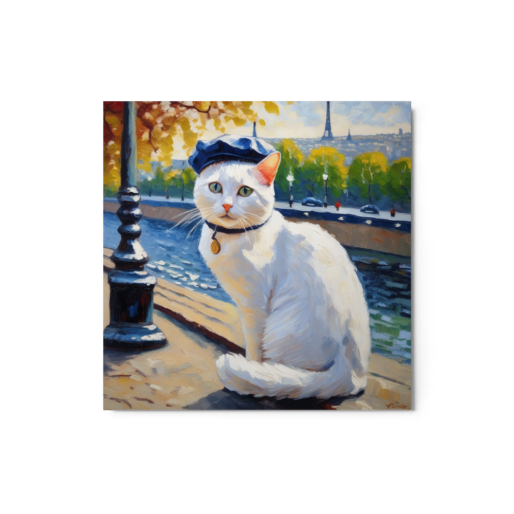 PugMug Custom White Companion Cat Metal Print