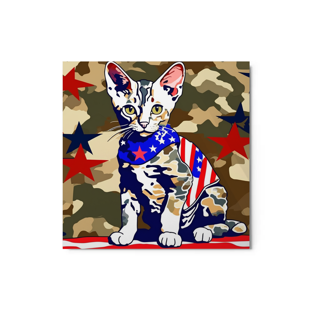 PugMug Custom Tabby Devon Rex Cat Metal Print