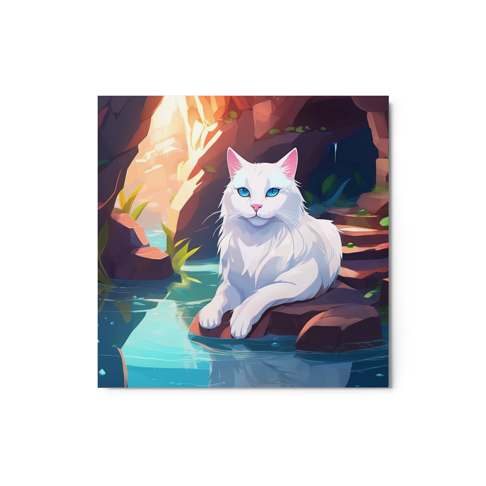 PugMug Custom White Companion Cat Metal Print